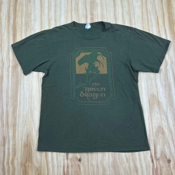 Y2K Lord Of The Rings T Shirt Green Dragon Green Medium Inn Song Short Sleeve - Picture 1 of 8